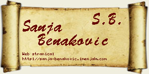 Sanja Benaković vizit kartica